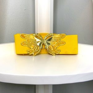Yellow Vintage Style Elastic Butterfly Belt